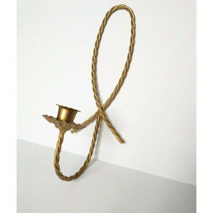 Vintage Gold Brass Color Candle Wall Sconce 12 inch Length Twisted Strands